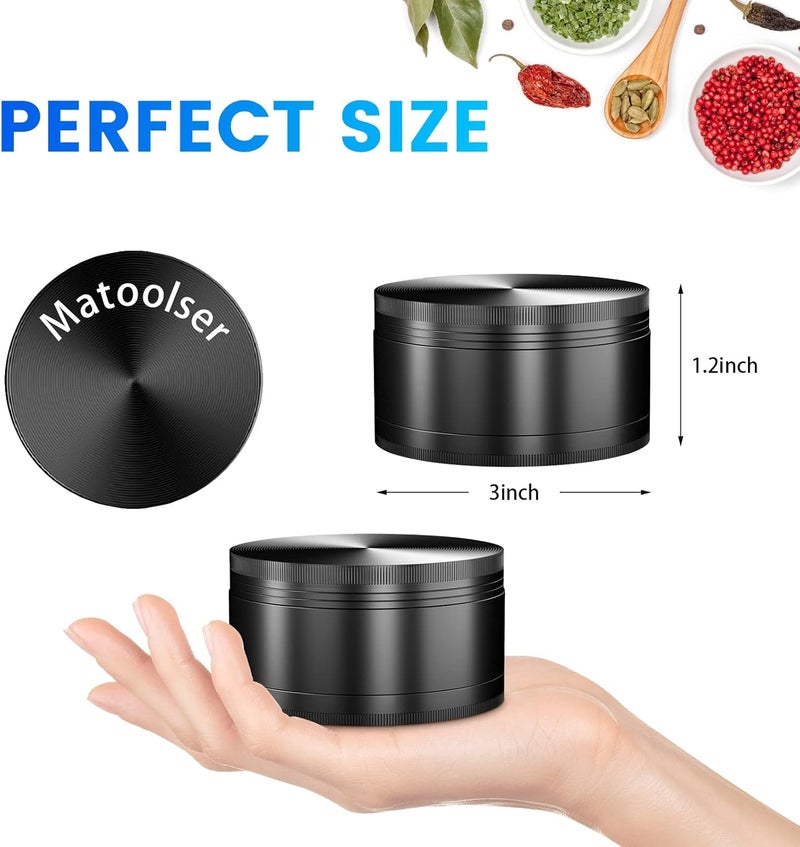 Matoolser 3 Inch Spice Grinder Mills for Kitchen (Black) - Image 2