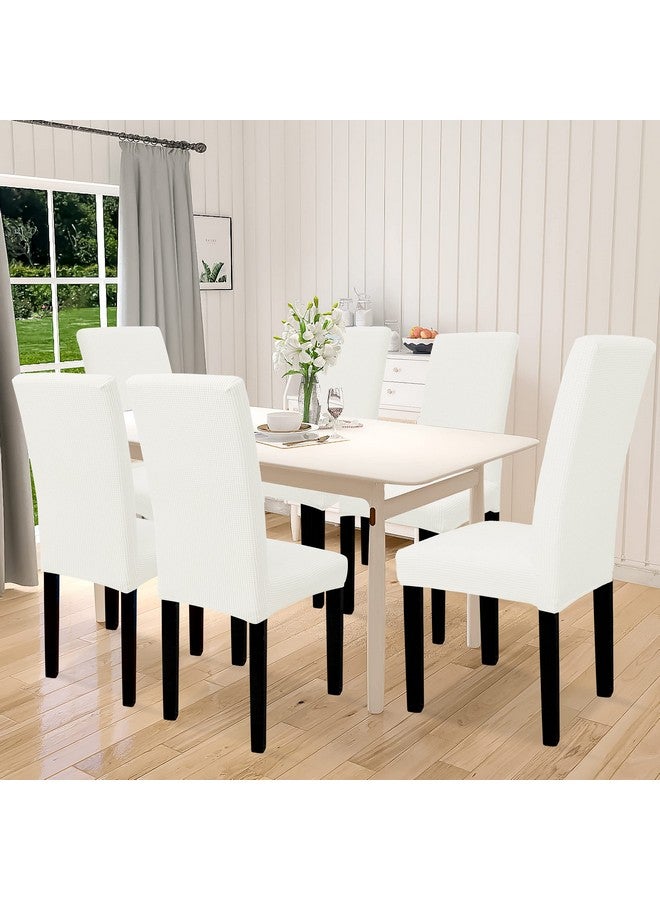 Easy-Going 100% Waterproof Dining Room Chair Cover Set of 6, Stretch Jacquard Parson Chair Slipcover Removable Washable Chair Protector for Home, Restaurant, Banquet (Large, Cream) - Image 2