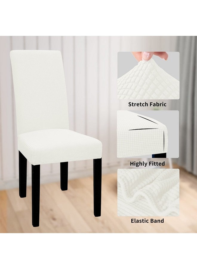 Easy-Going 100% Waterproof Dining Room Chair Cover Set of 6, Stretch Jacquard Parson Chair Slipcover Removable Washable Chair Protector for Home, Restaurant, Banquet (Large, Cream) - Image 4