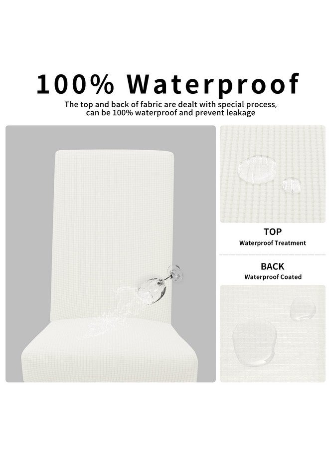 Easy-Going 100% Waterproof Dining Room Chair Cover Set of 6, Stretch Jacquard Parson Chair Slipcover Removable Washable Chair Protector for Home, Restaurant, Banquet (Large, Cream) - Image 3