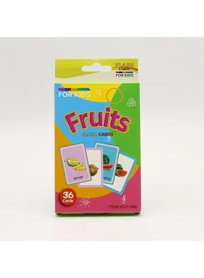 1pc Fruits English Flashcards For Kids Time Animals Colors Shapes Vocabulary - Image 1