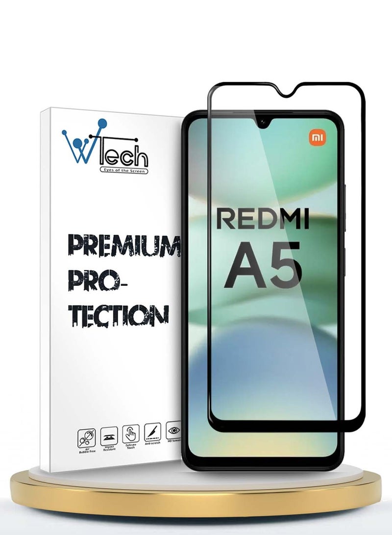 Wtech Xiaomi Redmi A5 4G 2025 Premium E2E Series Full Glue Full Cover Tempered Glass Screen Protector (MSGECN) - Clear/Black - Image 1