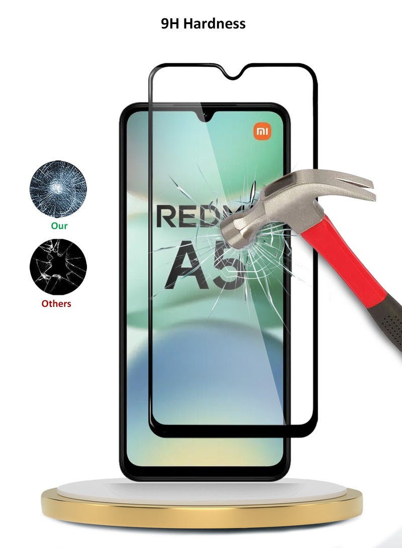 Wtech Xiaomi Redmi A5 4G 2025 Premium E2E Series Full Glue Full Cover Tempered Glass Screen Protector (MSGECN) - Clear/Black - Image 3
