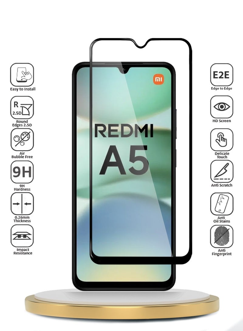 Wtech Xiaomi Redmi A5 4G 2025 Premium E2E Series Full Glue Full Cover Tempered Glass Screen Protector (MSGECN) - Clear/Black - Image 2