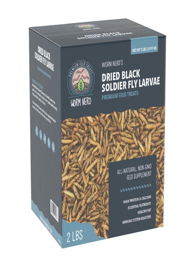 يرقات ذبابة الجندي الأسود المجففة من Worm Nerd WN62، وزن 2 رطل، غير معدلة وراثيًا، غنية بالبروتين والكالسيوم، تُقدم كعلاج للدجاج والطيور والزواحف والبرمائيات والأسماك. - Image 1