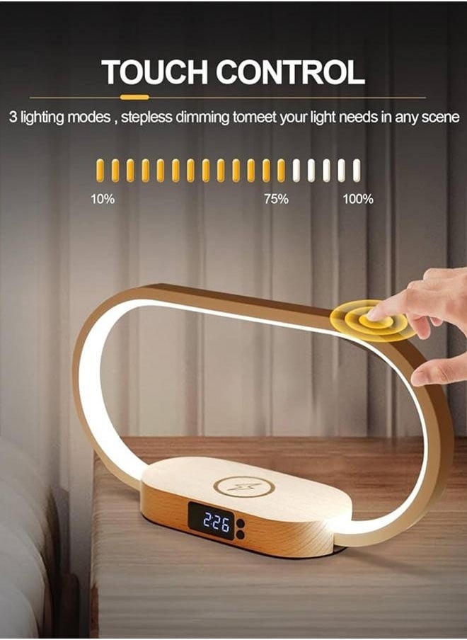 Bedside Lamp – 3 Colors temperature, Touch Dimmable, Wireless Charger, Built-in Clock, USB & Type-C, 18W Adapter - pzsku/ZCE9C08CDA1D7678510FEZ/45/_/1738528631/28ffd585-d9eb-46c1-bd75-cb94f91be385