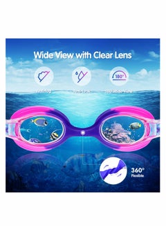 Excefore Kids Swimming Goggles, 2 Pack No Leak Adjustable Straps HD Silicone Anti Fog Kids Swim Goggles, UV Protection, Waterproof, Comfortable Fashion for Boys Girls (Age 6-14)  - Image 4