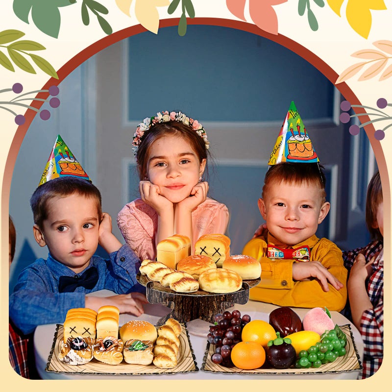 Sawysine 7 Pcs Woodland Cupcake Stand Set Woodland Baby Shower Decorations 3 Tier 2 Wooden Cupcake Stand 1 Rustic Cake 4 Rectangle Serving Tray Birthday Western Camping Hunting Supplies(Rectangle) - Image 5