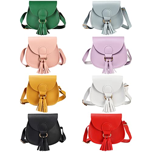 SOTOGO 8 Pieces Little Girls Purses Toddler Crossbody Purse Princess Purses Handbags Cute Girl Wallets Mini Shoulder Crossbody Bags for Kids, Tassel Style - Image 1