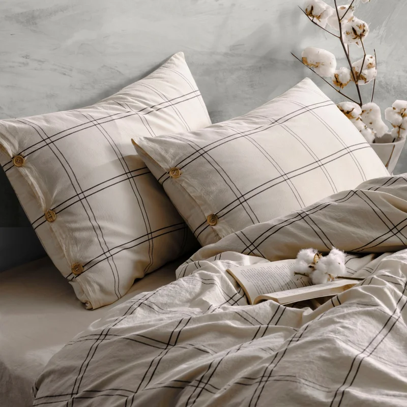 ماكاس هوم Hera 100% Cotton Yarn Dyed Washed Double Duvet Cover Set 200 x 220 cm