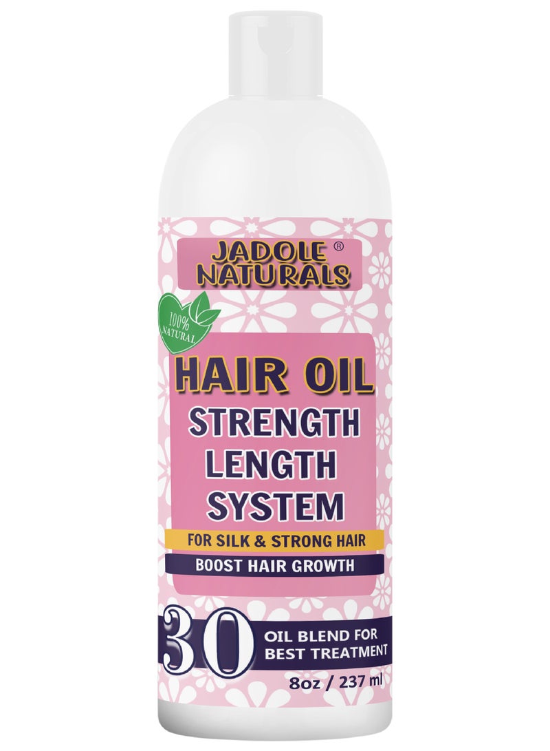 Jadole Naturals Hair Oil- 237ml, Enriched with Biotin, Vitamin E, Jojoba, Almond, Argan, Ashwagandha, Vetiver, Blackseed & Bhringraj oil - Image 1