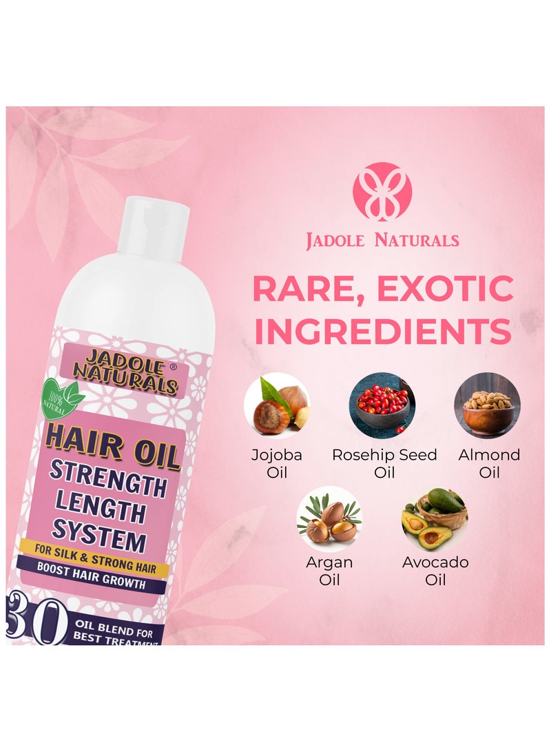 Jadole Naturals Hair Oil- 237ml, Enriched with Biotin, Vitamin E, Jojoba, Almond, Argan, Ashwagandha, Vetiver, Blackseed & Bhringraj oil - Image 3