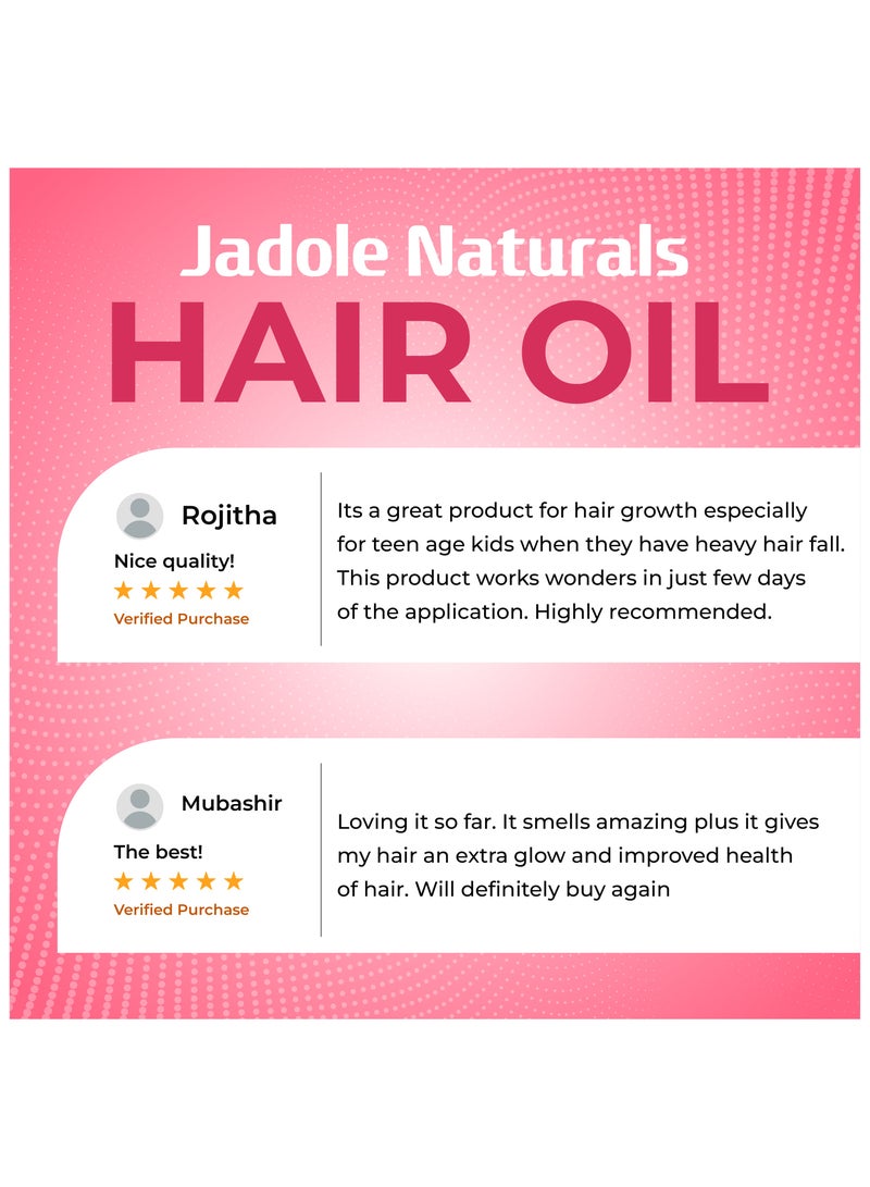 Jadole Naturals Hair Oil- 237ml, Enriched with Biotin, Vitamin E, Jojoba, Almond, Argan, Ashwagandha, Vetiver, Blackseed & Bhringraj oil - Image 5
