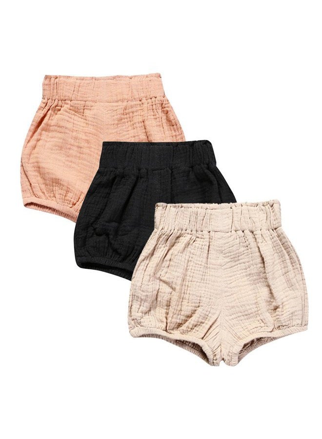 MYGBCPJS Baby Girls Boys 3 Pack Cotton Linen Blend Cute Bloomer Shorts Loose Harem Shorts, As Picture7, 6-9 Months - Image 1
