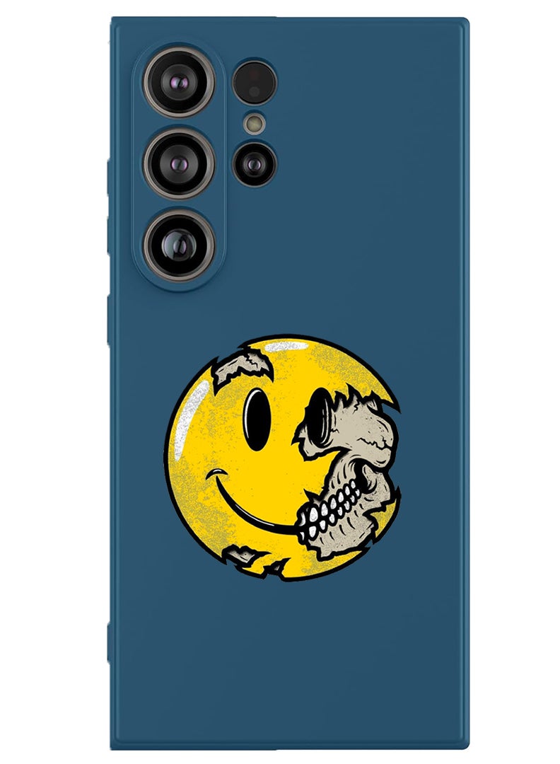 Theodor Protective Slim Fit Case Liquid Silicone Cover with Full Body Protection Anti-Scratch Shockproof Case For Samsung Galaxy S25 Ultra (Blue) - Smiley (3) - Image 1