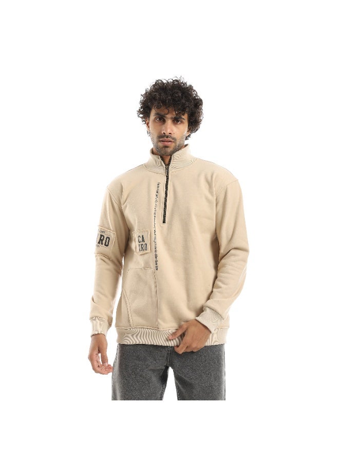 Caesar Men's oversized hoodie with half collar and chest zipper - Image 1
