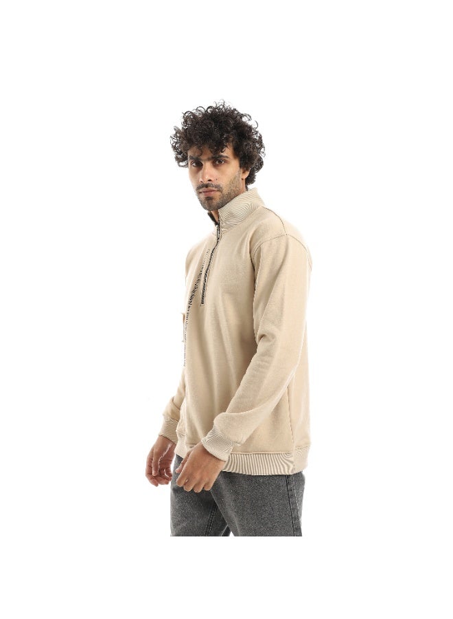 Caesar Men's oversized hoodie with half collar and chest zipper - Image 2