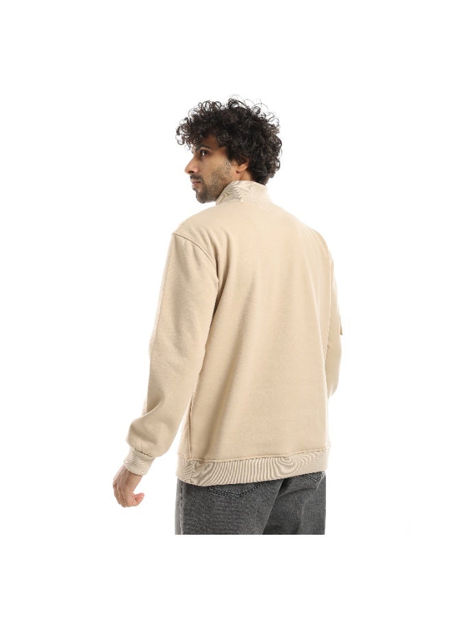 Caesar Men's oversized hoodie with half collar and chest zipper - Image 3