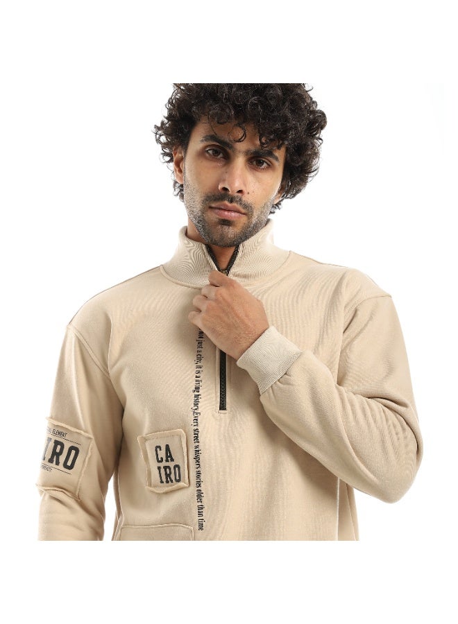 Caesar Men's oversized hoodie with half collar and chest zipper - Image 5