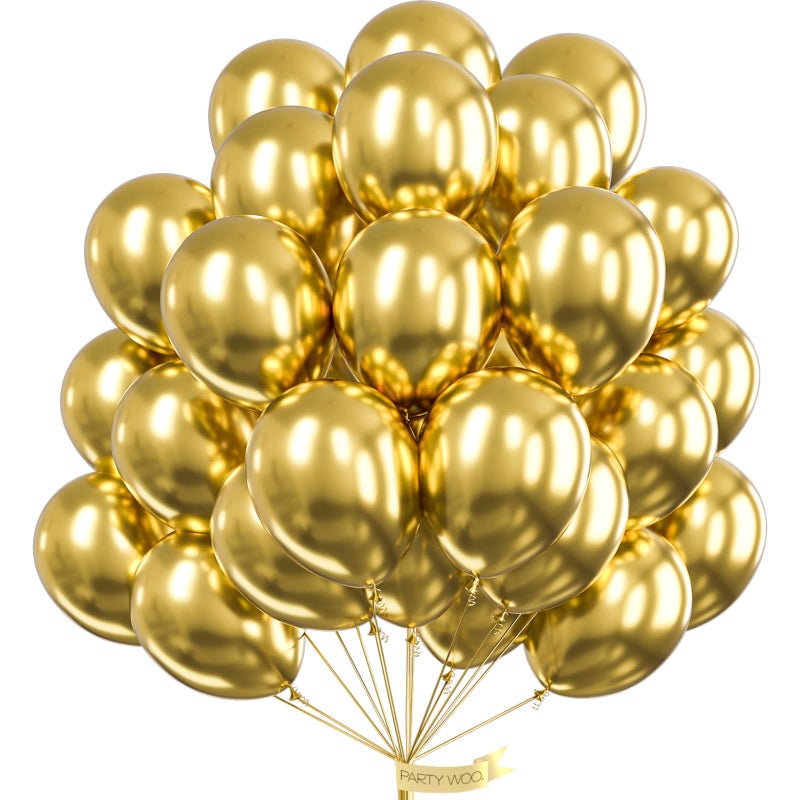 PartyWoo Gold Balloons 50pcs 12 Inch Gold Latex Helium Balloons for Birthday Wedding Anniversary Baby Shower Graduation Bachelorette Retirement Engagement Tea Casino Disco Party Decorations Gold-G101 - Image 1