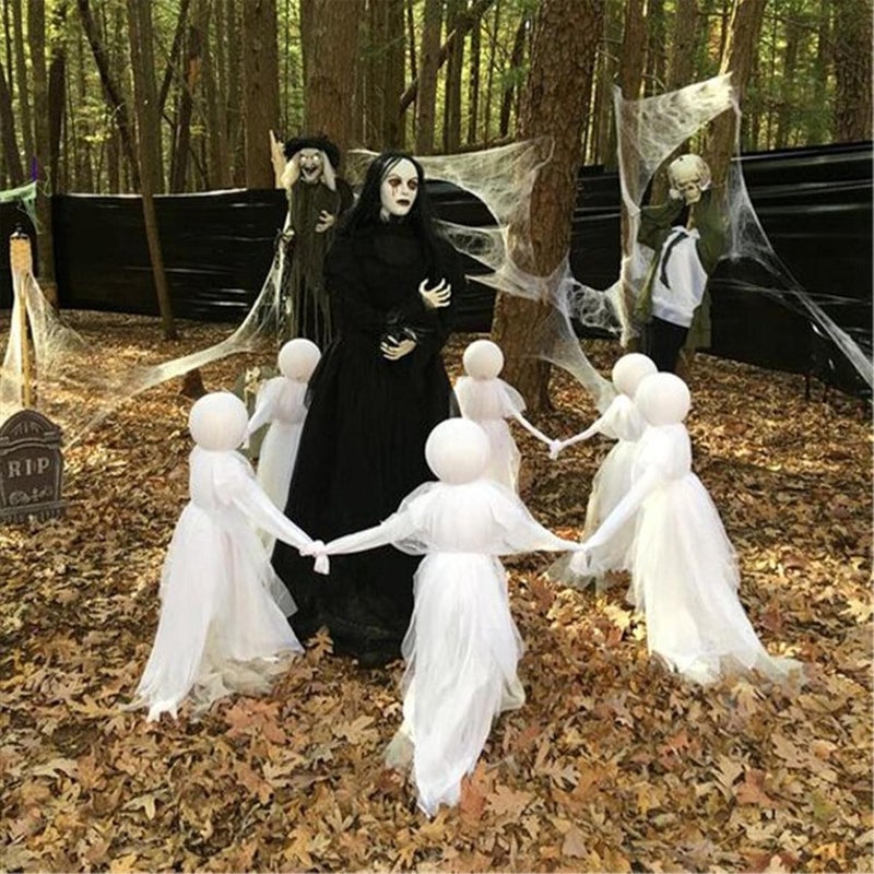cheekyglo 120cm Glowing Ghost Halloween Decorations Outdoor, Halloween Ghost Glowing Hand in Hand Ghost, for Haunted House Halloween Party Outdoor Indoor Decoration Props (White ✖1) - Image 4
