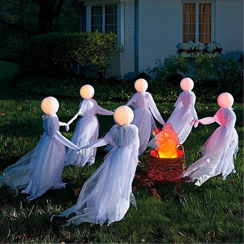 cheekyglo 120cm Glowing Ghost Halloween Decorations Outdoor, Halloween Ghost Glowing Hand in Hand Ghost, for Haunted House Halloween Party Outdoor Indoor Decoration Props (White ✖1) - Image 2