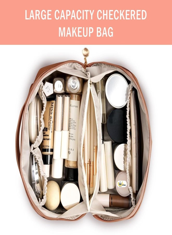 HOMENITY حقيبة تنظيم مكياج نسائية متعددة الألوان من HOMENITY® - مصنوعة من جلد البولي يوريثان المنسوج بنمط مربعات - Image 5