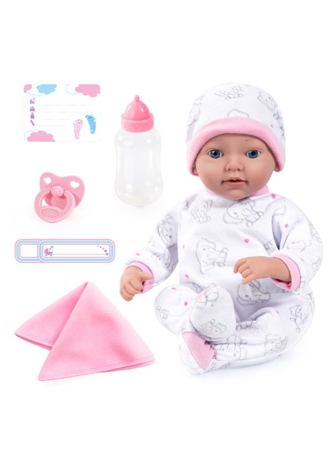 Bayer Design 93827AB Reborn Baby Doll, Lifelike, Realistic, Dummy, Bottle, Blanket, 38 cm, White - Image 1