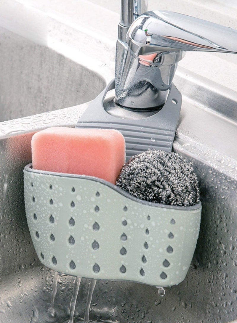 joyzzz Kitchen Sink Shelf Soap Sponge Drain Rack Holder,Double Decker Hanging Basket Storage Suction Cup Kitchen Organizer Sink Accessories Wash, 1Pcs (Green) - Image 1