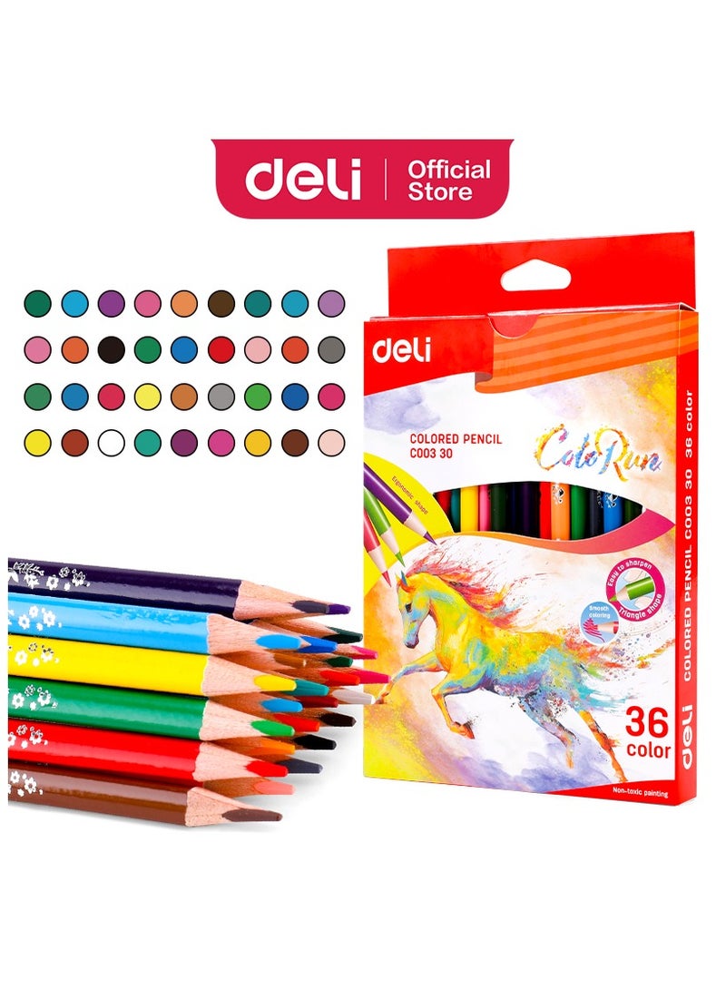 Deli EC00330 Colored Pencil Set 36 Colors – ideal for coloring, sketching & art creation - Image 1