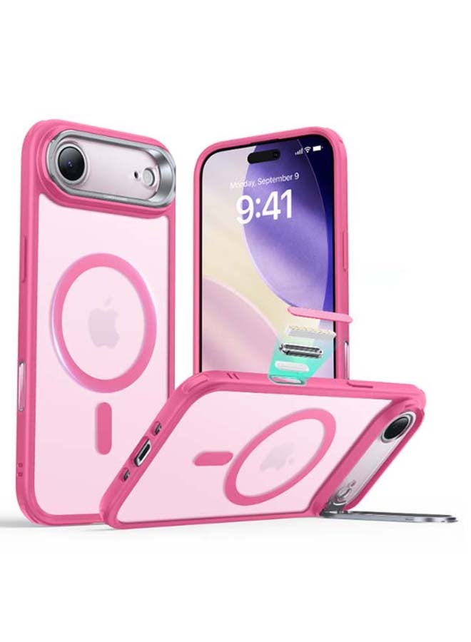 ESR iPhone Air HaloLock Classic Hybrid Case with Stand – MagSafe Compatible Cover with Camera Control Button Military-Grade Drop Protection And Shock-Absorbing Corners - Frosted Pink - Image 1