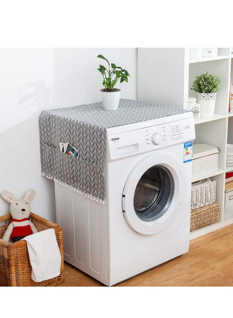 Fridge Dust Cover,Refrigerator Dust Proof Cover,Washing Machine Top Cover,Washing Machine Cover (55x130cm Gray Arrow)  - Image 1