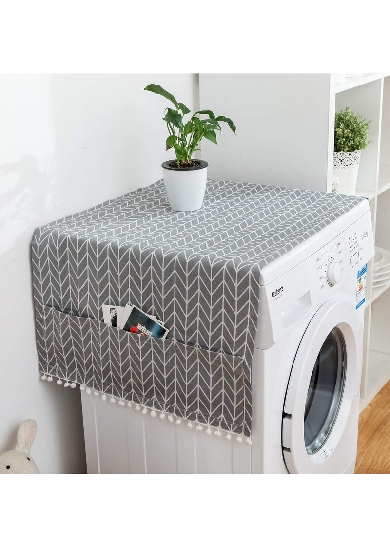 Fridge Dust Cover,Refrigerator Dust Proof Cover,Washing Machine Top Cover,Washing Machine Cover (55x130cm Gray Arrow)  - Image 2