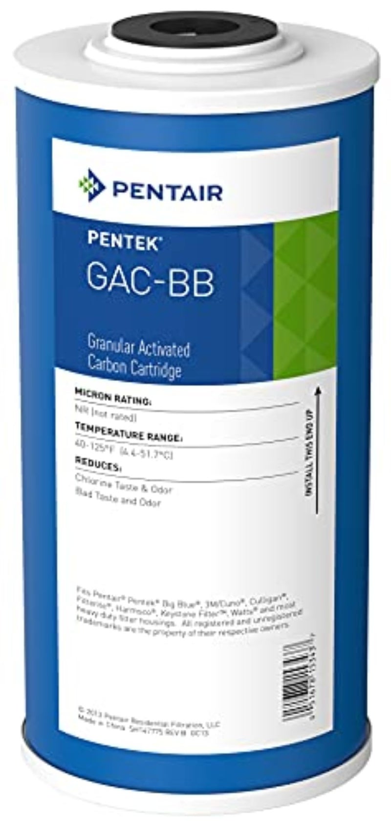 Pentek Pentair Pentek GAC-BB Big Blue Carbon Water Filter, 10-Inch, Whole House Heavy Duty Granular Activated Carbon (GAC) Replacement Cartridge, 10" x 4.5" - Image 1