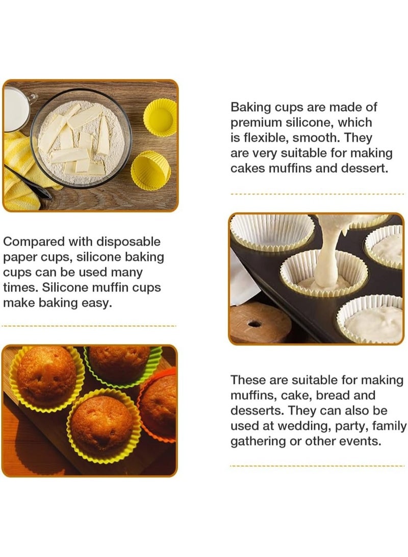 عبوة من 24 قالب سيليكون لخبز المافن - بطانات كب كيك قابلة لإعادة الاستخدام، قوالب كيك سيليكون مرنة غير لاصقة، أدوات خبز مقاومة للحرارة آمنة للاستخدام في الفرن والميكروويف للمافن والكب كيك وعلبة غداء الأطفال - سهلة التنظيف وآمنة للاستخدام في غسالة الأطباق - Image 5