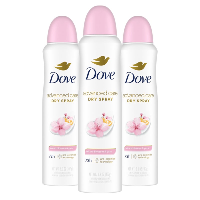 Dove Advanced Care Antiperspirant Deodorant Spray for Women 3 Pack Sakura Blossom & Yuzu 72 hour sweat and odor protection 3.8 oz - Image 1