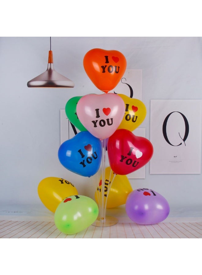 12pcs Multicolor Heart "I Love You" Latex Balloons – 10 Inch | Valentine’s Day, Wedding, Anniversary & Romantic Party Decorations