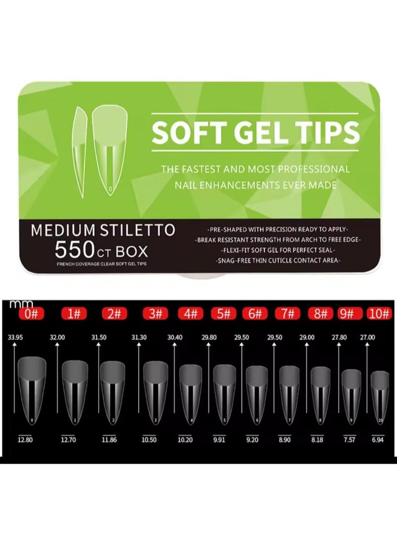 كيلا مجموعة أظافر صناعية شفافة طويلة، رفيعة للغاية، على شكل لوز، مكونة من 550 قرصًا، بتغطية كاملة، مع تصميمات مرصعة بأحجار الراين لحفلات الزفاف والمواعدة والحفلات، مع أطراف أظافر أكريليك - Image 2