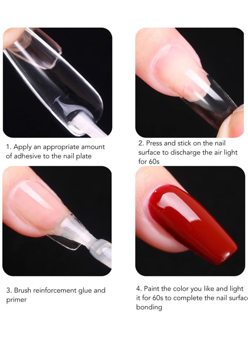 كيلا مجموعة أظافر صناعية شفافة طويلة، رفيعة للغاية، على شكل لوز، مكونة من 550 قرصًا، بتغطية كاملة، مع تصميمات مرصعة بأحجار الراين لحفلات الزفاف والمواعدة والحفلات، مع أطراف أظافر أكريليك - Image 5