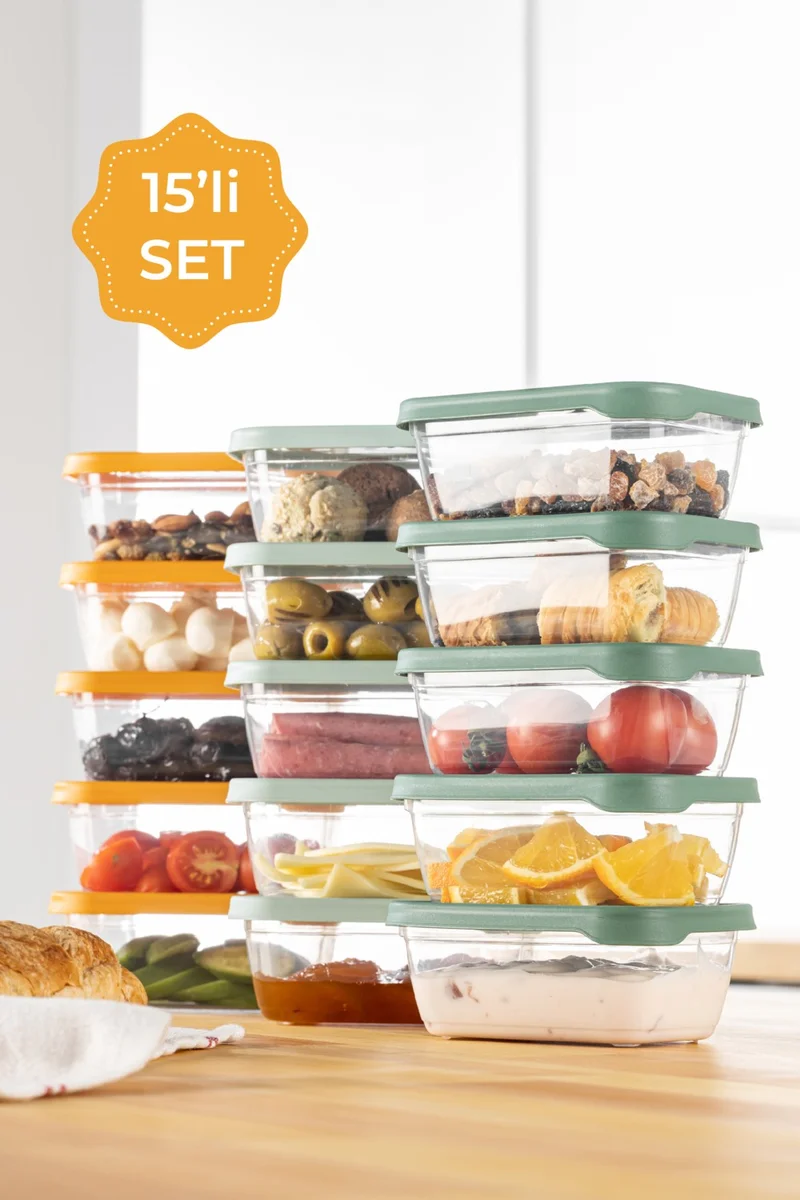 Vienev 15LI 400 ml Bono Square Storage Container Set Colored