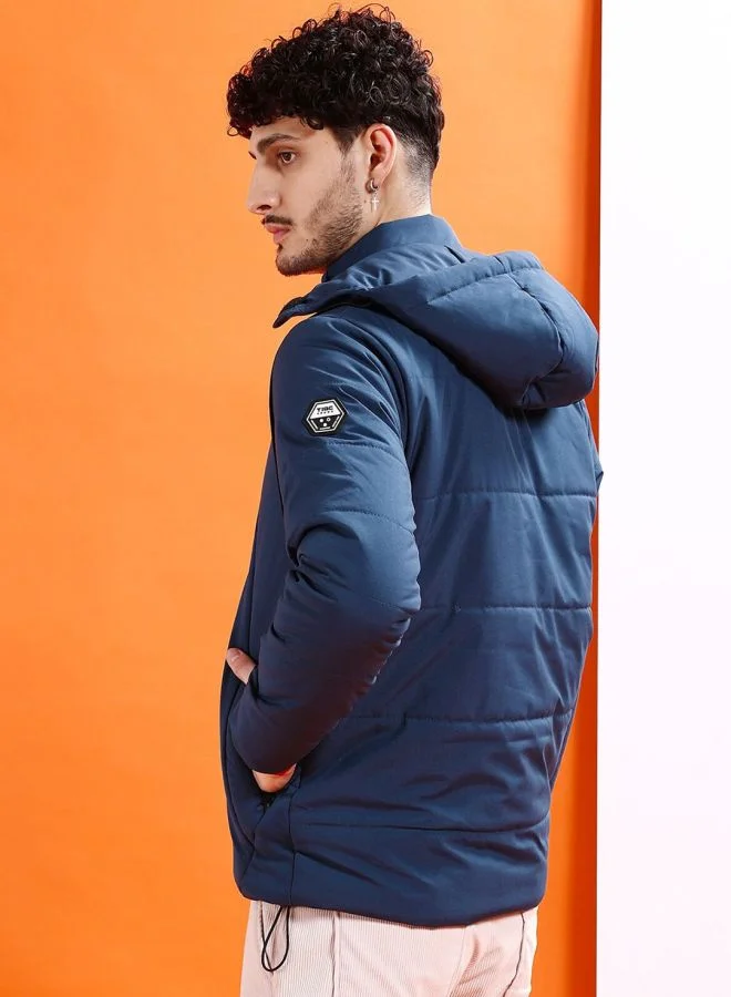 ذا انديان كراج كو The Indian Garage Co Men Regular Fit Solid Hooded Neck Long Sleeves Jacket