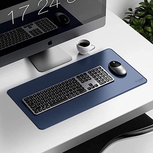 V-CUBE Designs Premium Vegan Leather Desk Mat 60X35cm 2.4mm Thick&Padded|Laptop Mat/Extended Mouse Pad/Stitched, Reversible, Sturdy Deskspread with High Tear/Peel Strength|Anti-Slip,Splash-Proof|Blue - Image 2