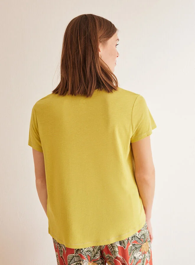 women'secret Khaki short-sleeved T-shirt