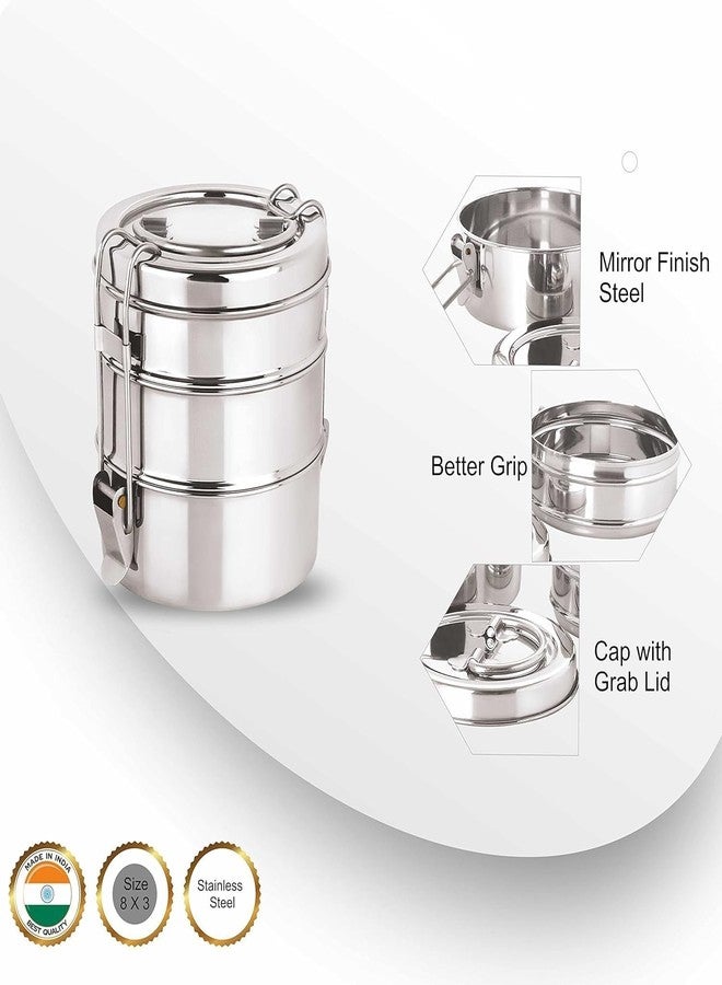 2heet Stainless Steel 3 Tier Lunch Box 1600ml Leak Proof Tiffin Box with Locking Clips Food Grade Steel Lunch Container Stackable Durable Lunch Carrier for Office School Travel Picnic - Image 5