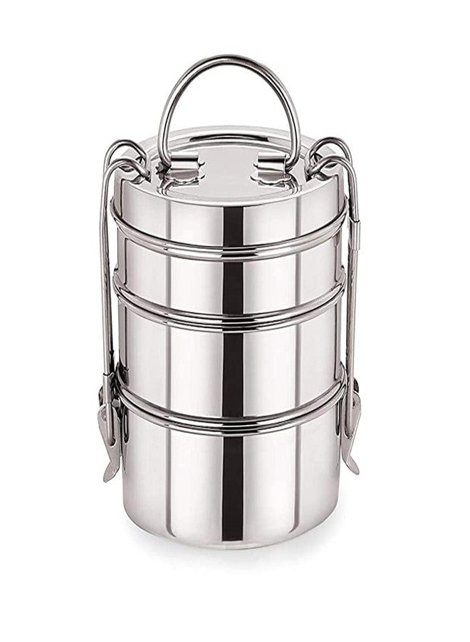 2heet Stainless Steel 3 Tier Lunch Box 1600ml Leak Proof Tiffin Box with Locking Clips Food Grade Steel Lunch Container Stackable Durable Lunch Carrier for Office School Travel Picnic - Image 1