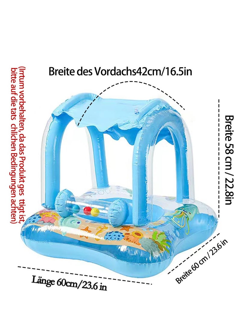 MUMS PLANET Baby Pool Float with Hood, Swimming Boat with Parasol, Baby Swimming Ring with Hood, Swimming Boat with Parasol, Inflatable Swimming Rings  - Image 3
