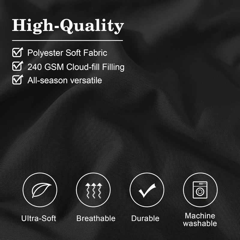 Monbix Comforter King Size Bed Set, King Comforters Set 7 Piece, Bedding Sets King with Comforters, Sheets, King Bed in A Bag with Sheets,Pillowcases & Shams (Black, King, 102"x90") - Image 5