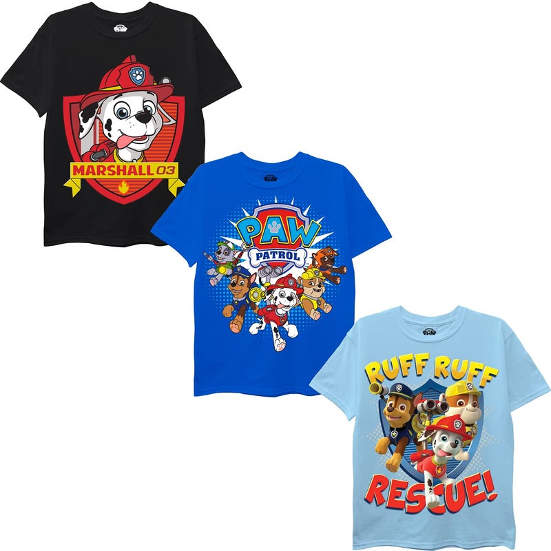 Nickelodeon baby boys Paw Patrol Pack of Three T-shirts novelty infant and toddler shirts, Black/Royal/Light Blue, 3T US - Image 1