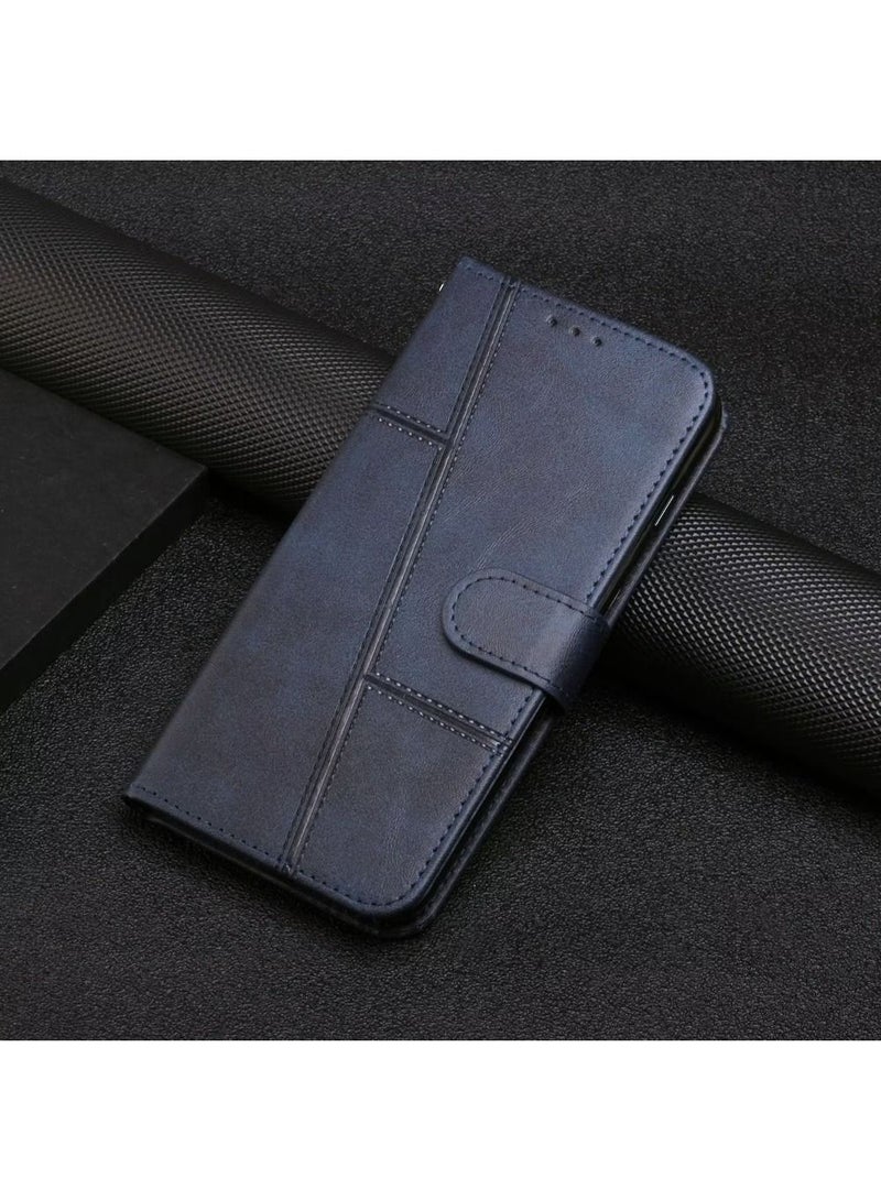 جراب Infinix Hot 30 مع حامل بطاقات وغطاء خلفي مغناطيسي لهاتف Infinix Hot 30 - أزرق