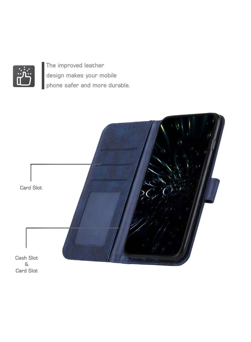 جراب Infinix Hot 30 مع حامل بطاقات وغطاء خلفي مغناطيسي لهاتف Infinix Hot 30 - أزرق
